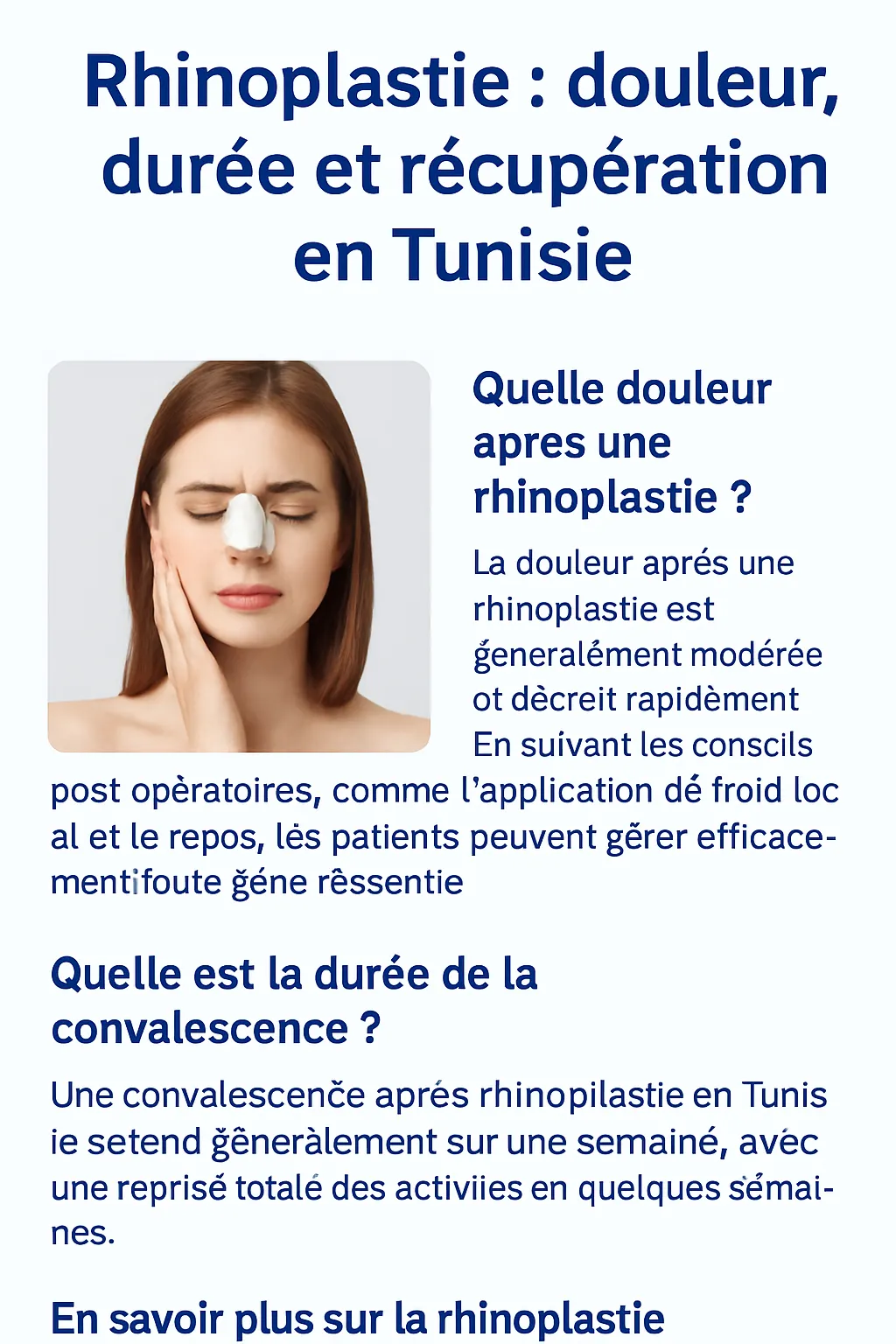 Rhinoplastie : douleur, durée et récupération en Tunisie