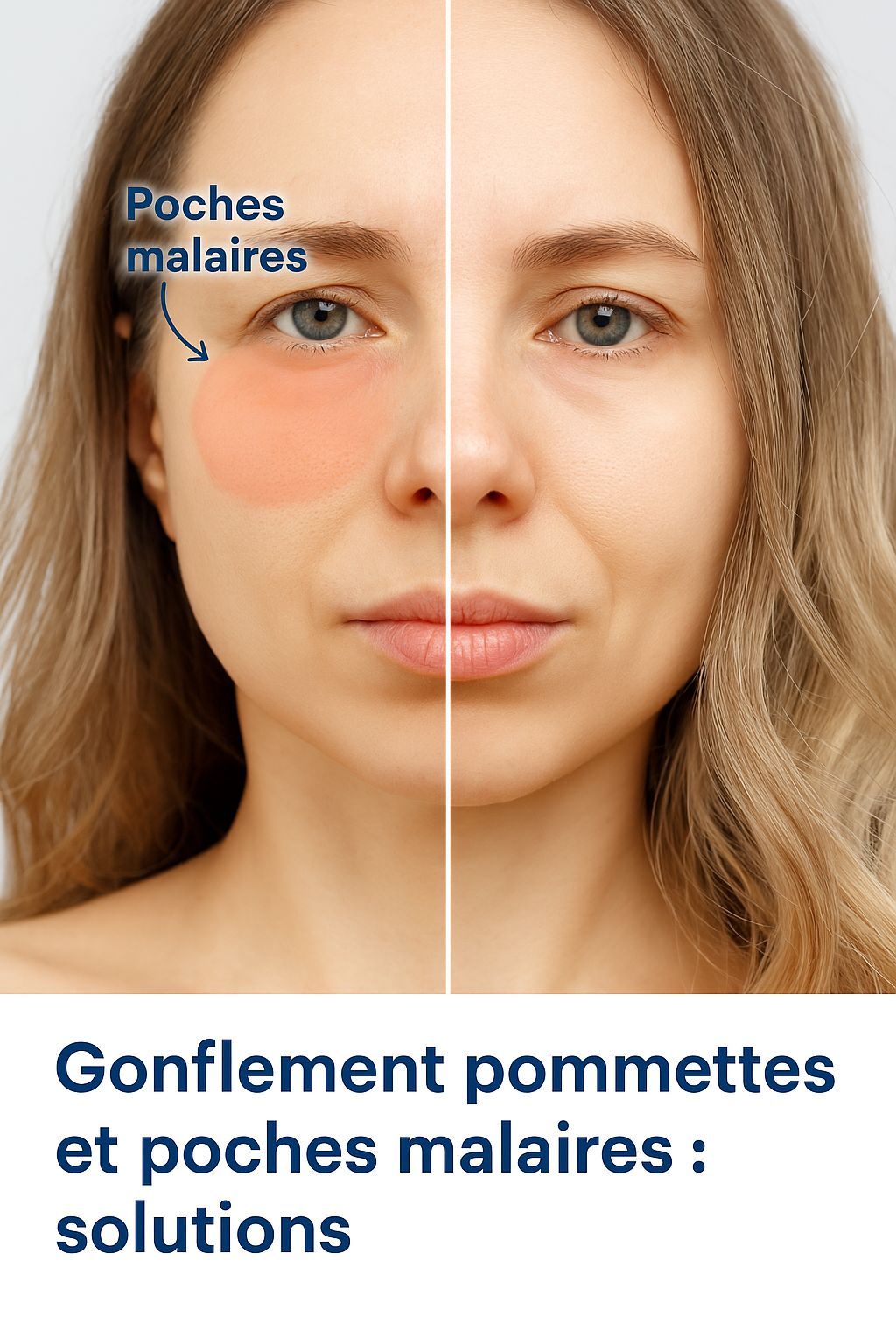 Illustration du gonflement sous les yeux et sur les pommettes, montrant les poches malaires et les solutions esthétiques possibles en Tunisie
