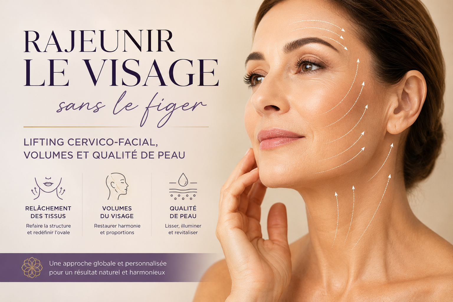 Rajeunir le visage sans le figer : lifting cervico-facial, volumes et qualité de peau